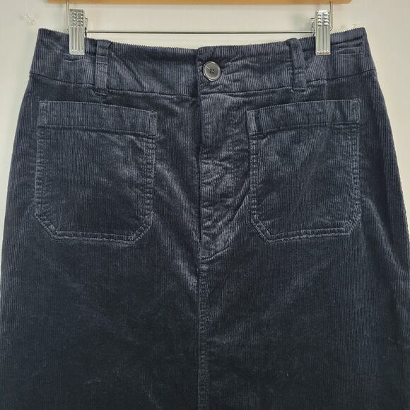 Maeve by Anthropologie Collette Corduroy Pencil Skirt sz M Navy patch pockets - Picture 3 of 12